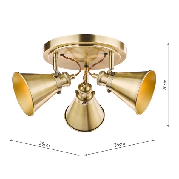 (image for) Laura Ashley Rufus 3lt Plate Spotlight Antique Brass